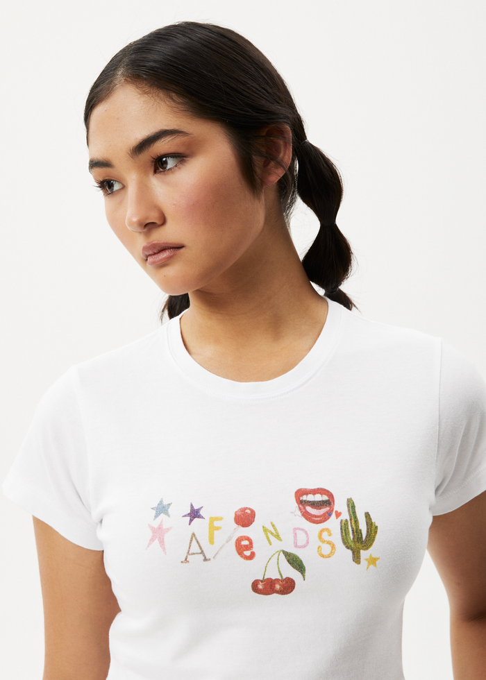 Afends Womens Sweet State - Baby T-Shirt - White - Streetwear - Sustainable Fashion