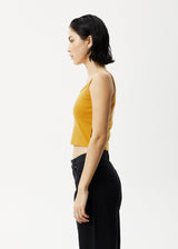 AFENDS Womens Taylor - Ribbed Singlet - Mustard - Afends womens taylor   ribbed singlet   mustard   streetwear   sustainable fashion