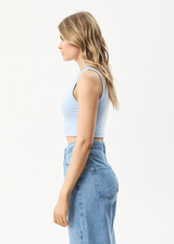 Afends Womens To Grow - Recycled Cropped Graphic Tank - Powder Blue - Afends womens to grow   recycled cropped graphic tank   powder blue   streetwear   sustainable fashion