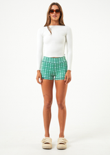 Afends Womens Tully - Hemp Ribbed Check Booty Shorts - Forest Check - Afends womens tully   hemp ribbed check booty shorts   forest check   streetwear   sustainable fashion