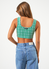 Afends Womens Tully - Hemp Ribbed Check Sleeveless Top - Forest Check - Afends womens tully   hemp ribbed check sleeveless top   forest check   streetwear   sustainable fashion