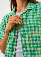 Afends Womens Tully - Hemp Seersucker Check Shirt - Forest - Afends womens tully   hemp seersucker check shirt   forest   streetwear   sustainable fashion