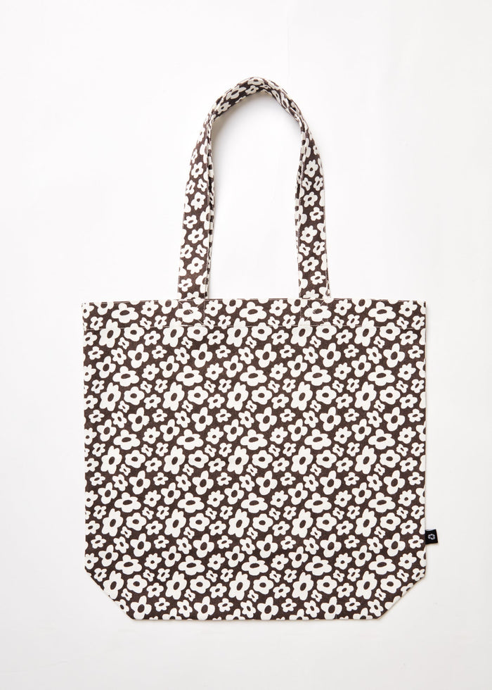 Afends Unisex Alohaz - Recycled Floral Tote Bag - Coffee - Streetwear - Sustainable Fashion