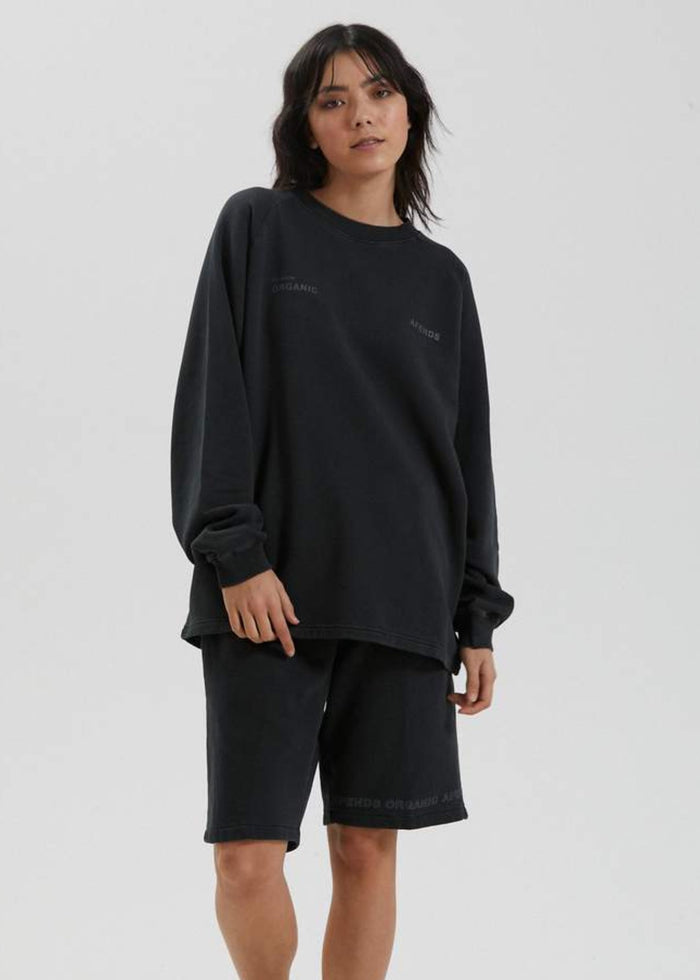 Afends Unisex Boundary - Unisex Organic Sweat Shorts - Faded Black - Streetwear - Sustainable Fashion