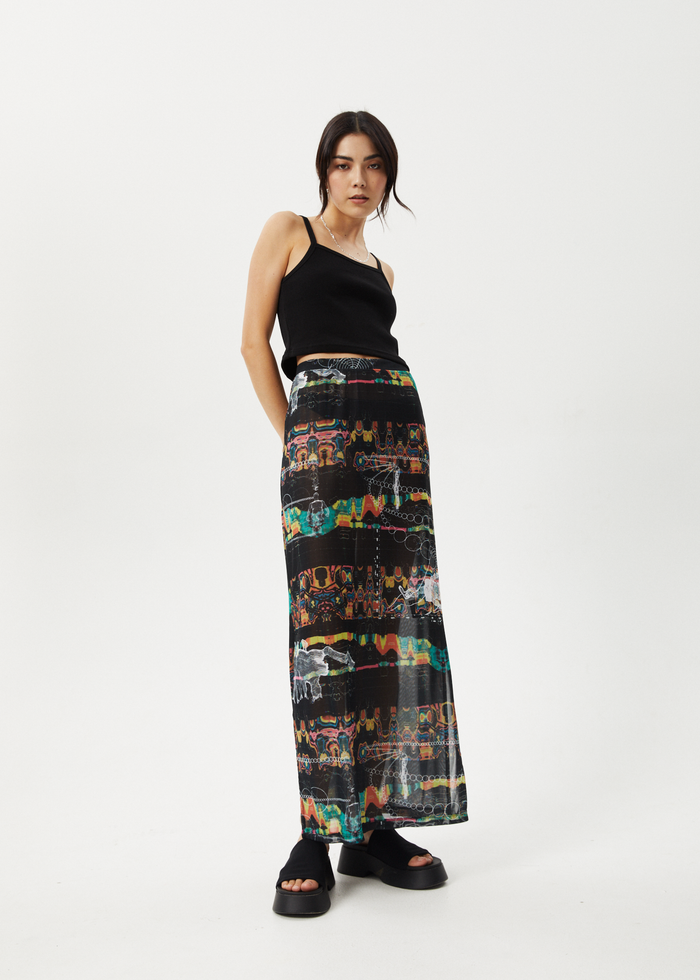 Afends Womens Astral - Sheer Maxi Skirt - Black - Streetwear - Sustainable Fashion