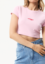 Afends Womens Harlow - Recycled Ribbed Baby T-Shirt - Powder Pink - Afends womens harlow   recycled ribbed baby t shirt   powder pink   streetwear   sustainable fashion
