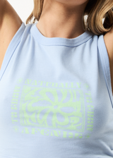 Afends Womens To Grow - Recycled Cropped Graphic Tank - Powder Blue - Afends womens to grow   recycled cropped graphic tank   powder blue   streetwear   sustainable fashion