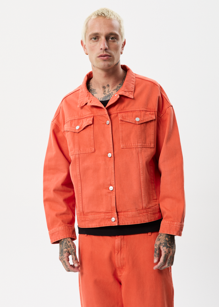 Afends Unisex Innie - Unisex Organic Denim Jacket - Faded Orange - Streetwear - Sustainable Fashion