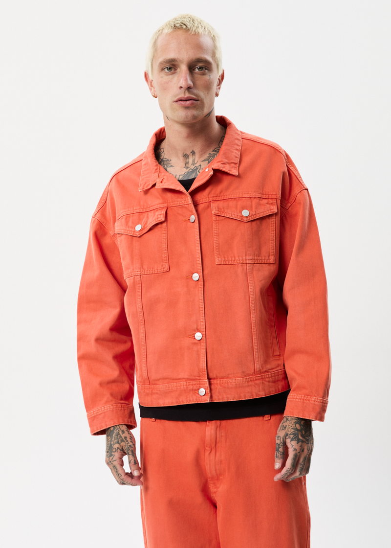 Afends Unisex Innie - Unisex Organic Denim Jacket - Faded Orange