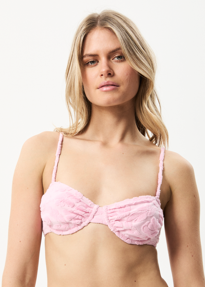 Afends Womens Rhye - Recycled Terry Bikini Top - Powder Pink - Streetwear - Sustainable Fashion