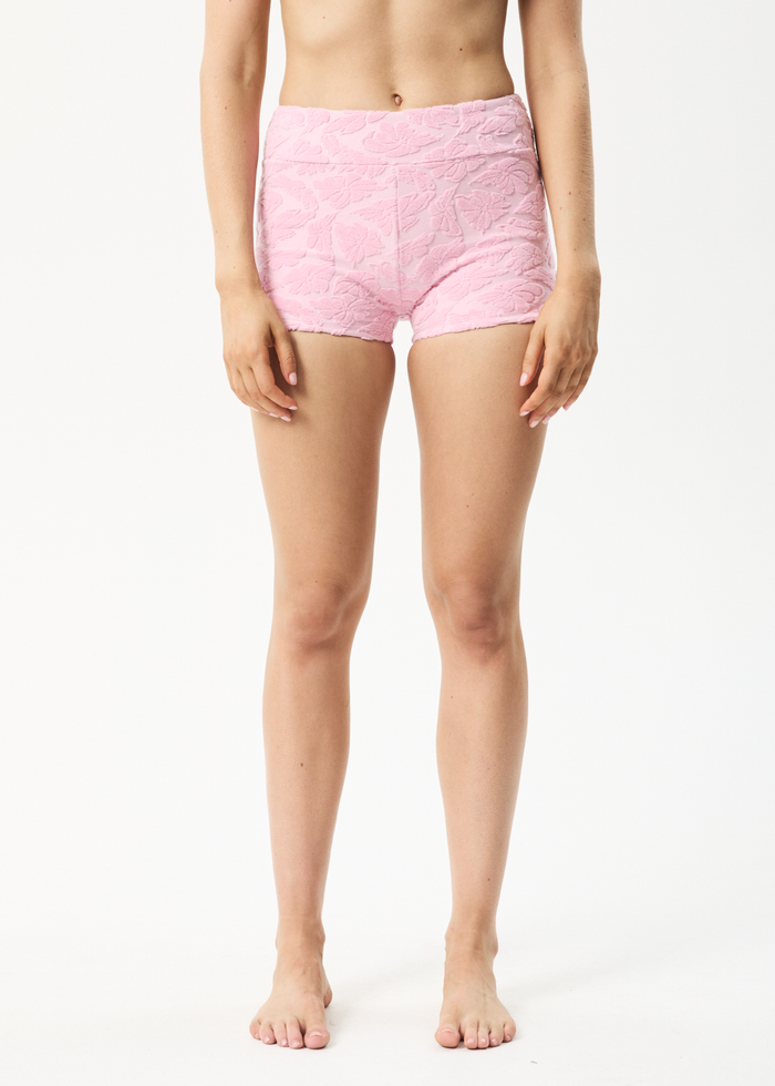 Afends Womens Rhye - Recycled Terry Booty Short Bikini Bottoms - Powder Pink - Streetwear - Sustainable Fashion