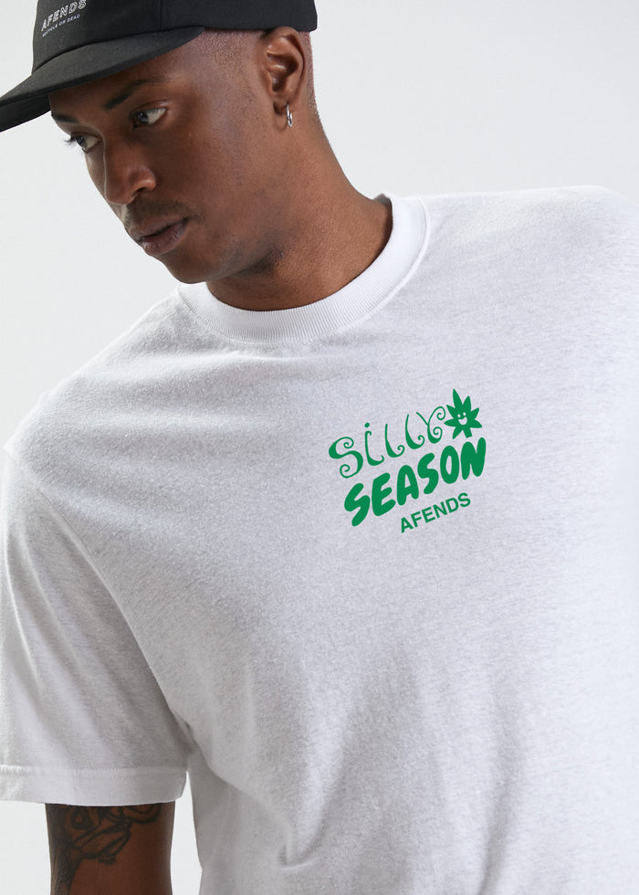 Afends Mens Silly Season - Mens Hemp T-Shirt - White - Streetwear - Sustainable Fashion