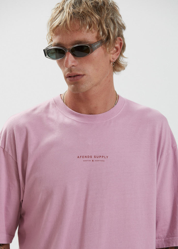 Afends Mens Supply - Recycled Oversized T-Shirt - Smokey Pink - Streetwear - Sustainable Fashion