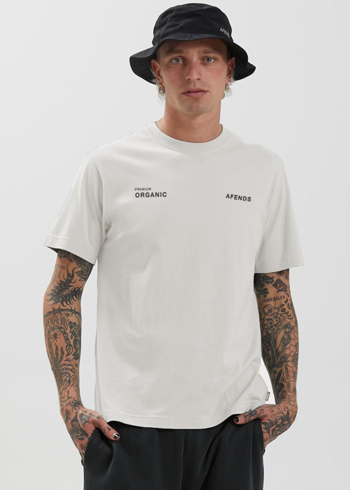 Afends Unisex Boundary - Unisex Organic Retro Fit T-Shirt - Off White - Streetwear - Sustainable Fashion
