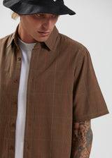 Afends Mens Simple Pleasures - Organic Check Short Sleeve Shirt - Camel - Afends mens simple pleasures   organic check short sleeve shirt   camel   streetwear   sustainable fashion