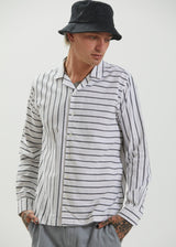 Afends Unisex Ladera - Unisex Cuban Long Sleeve Shirt - White - Afends unisex ladera   unisex cuban long sleeve shirt   white   streetwear   sustainable fashion