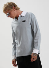 Afends Mens Kelly - Organic Long Sleeve Polo - Shadow - Afends mens kelly   organic long sleeve polo   shadow   streetwear   sustainable fashion