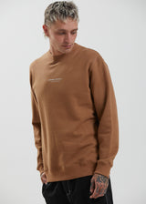 Afends Mens Supply - Recycled Crew Neck Jumper - Camel - Afends mens supply   recycled crew neck jumper   camel   streetwear   sustainable fashion