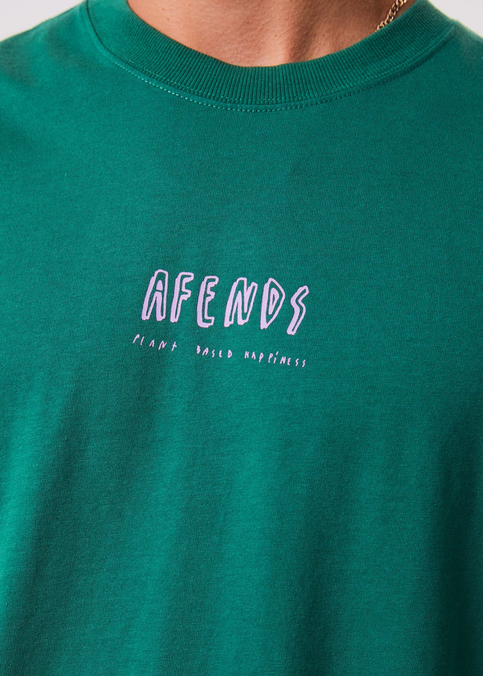 Afends Unisex Plant Based Happiness - Unisex Recycled T-Shirt - Forest - Streetwear - Sustainable Fashion