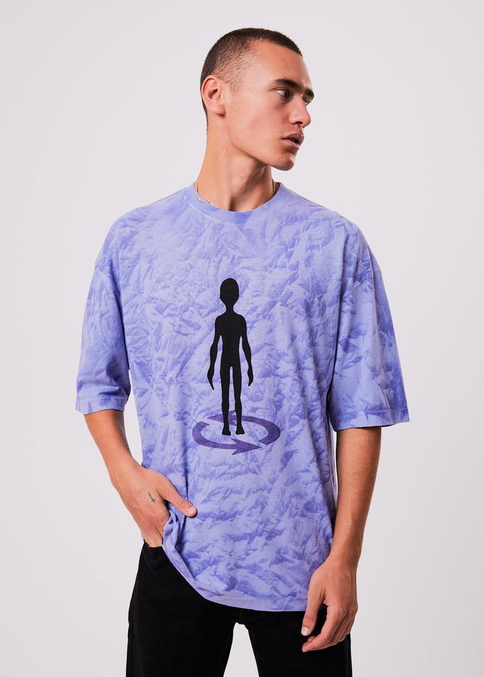 Afends Unisex Crop Circles - Unisex Hemp Oversized Graphic T-Shirt - Violet Wash - Streetwear - Sustainable Fashion