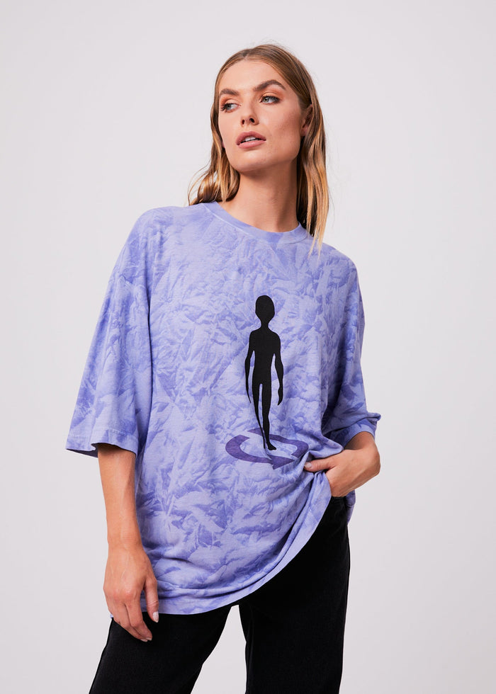 Afends Unisex Crop Circles - Unisex Hemp Oversized Graphic T-Shirt - Violet Wash - Streetwear - Sustainable Fashion