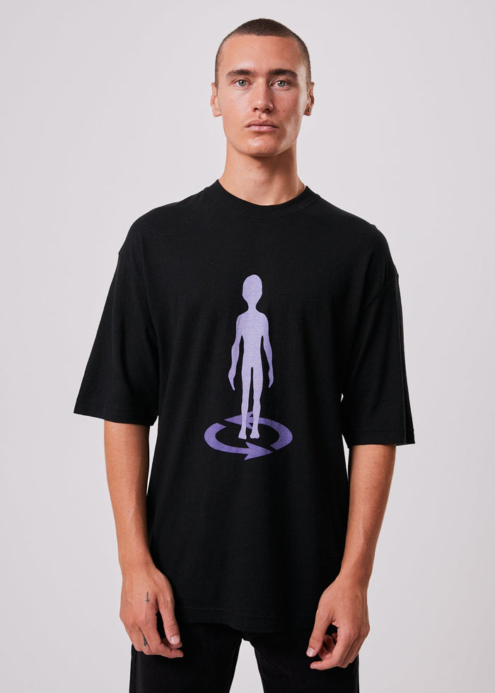 Afends Unisex Spaced - Unisex Hemp Oversized Graphic T-Shirt - Black - Streetwear - Sustainable Fashion