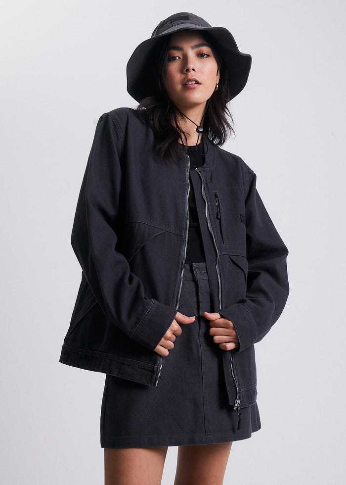 Afends Unisex Mass - Unisex Organic Canvas Jacket  - Charcoal - Streetwear - Sustainable Fashion