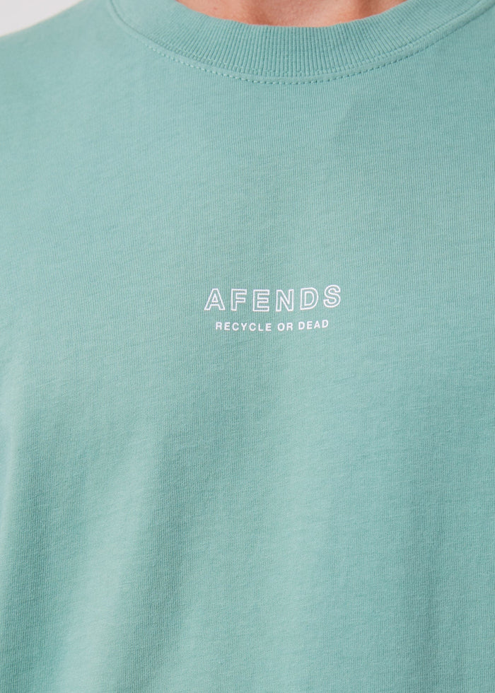 Afends Mens Misprint - Recycled Retro T-Shirt - Sage - Streetwear - Sustainable Fashion