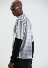 Afends Mens Moby - Recycled Striped Oversized T-Shirt - Shadow - Afends mens moby   recycled striped oversized t shirt   shadow   streetwear   sustainable fashion