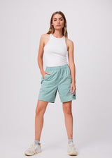 Afends Mens Patrol - Unisex Recycled Elastic Waist Shorts - Sage - Afends mens patrol   unisex recycled elastic waist shorts   sage   streetwear   sustainable fashion