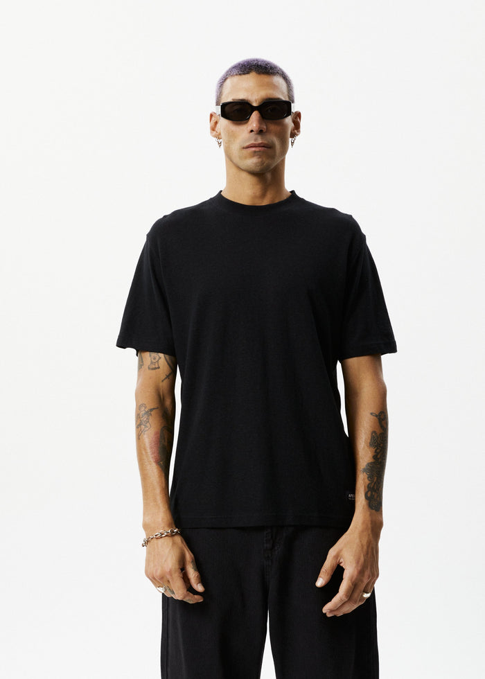 AFENDS Mens Classic - Hemp Retro T-Shirt - Black - Streetwear - Sustainable Fashion