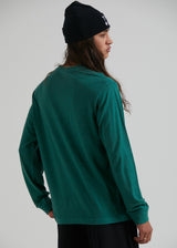 Afends Mens Essential - Hemp Retro Long Sleeve T-Shirt - Emerald - Afends mens essential   hemp retro long sleeve t shirt   emerald   streetwear   sustainable fashion