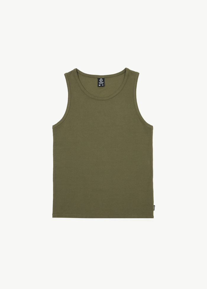 Afends Mens Paramount - Recycled Rib Singlet - Military - Streetwear - Sustainable Fashion
