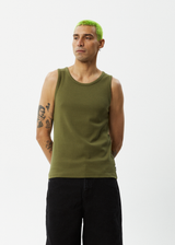 Afends Mens Paramount - Recycled Rib Singlet - Military - Afends mens paramount   recycled rib singlet   military   streetwear   sustainable fashion