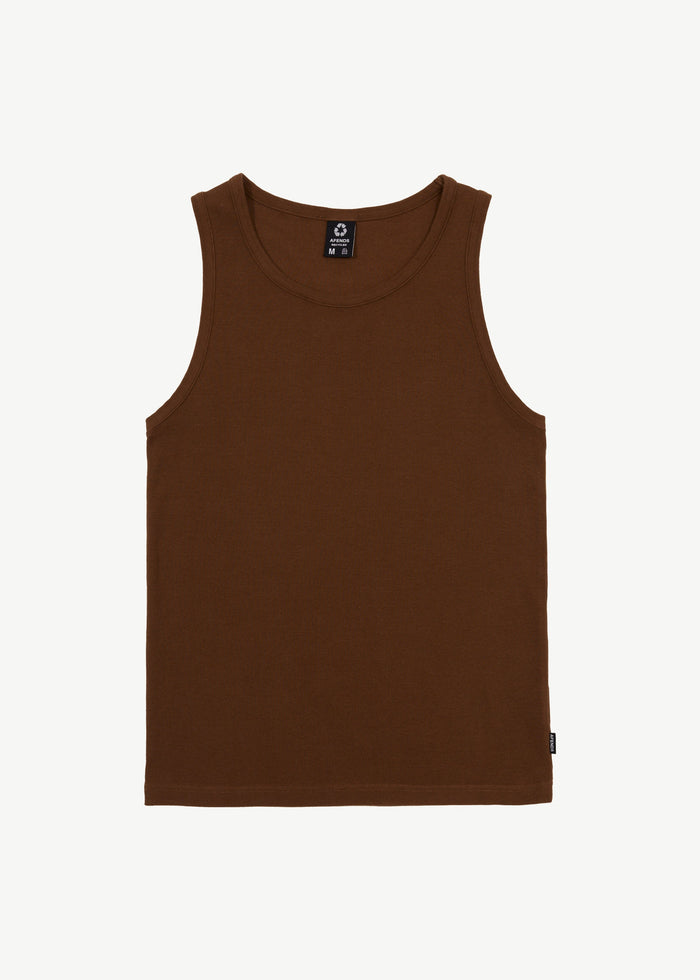 Afends Mens Paramount - Recycled Ribbed Singlet - Toffee - Streetwear - Sustainable Fashion