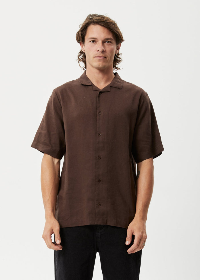 Afends Mens Daily - Hemp Cuban Short Sleeve Shirt - Earth - Streetwear - Sustainable Fashion