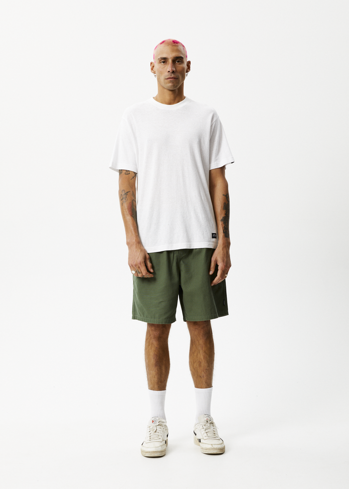 Afends Mens Ninety Eights - Recycled Baggy Elastic Waist Shorts - Cypress - Streetwear - Sustainable Fashion