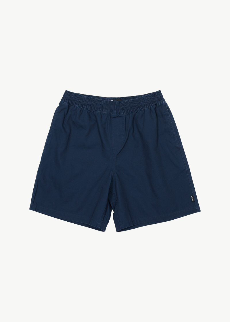 AFENDS Mens Ninety Eights - Recycled Baggy Elastic Waist Shorts - Navy