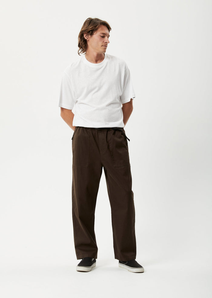 Afends Mens Cabal - Hemp Elastic Waist Relaxed Pants - Earth - Streetwear - Sustainable Fashion