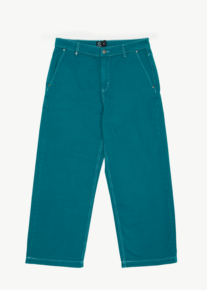 AFENDS Mens Pablo - Recycled Baggy Pants - Azure - Streetwear - Sustainable Fashion