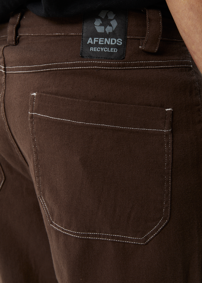 Afends Mens Pablo - Recycled Baggy Fit Pant - Coffee - Streetwear - Sustainable Fashion