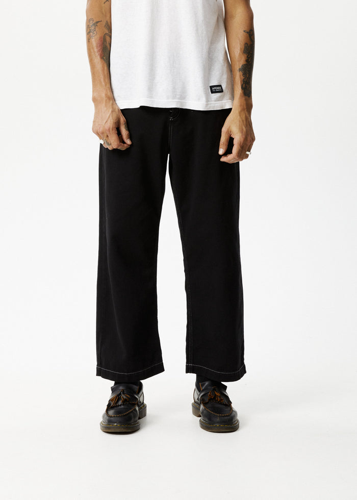 Afends Mens Pablo - Recycled Baggy Pants - Black - Streetwear - Sustainable Fashion