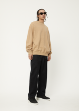 Afends Mens Indica - Hemp Crew Neck Jumper - Tan - Afends mens indica   hemp crew neck jumper   tan   streetwear   sustainable fashion