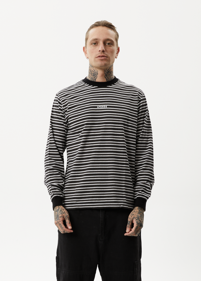 AFENDS Ender - Striped Long Sleeve T-Shirt - White