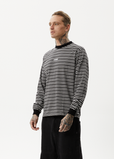 AFENDS Ender - Striped Long Sleeve T-Shirt - White - Afends ender   striped long sleeve t shirt   white   streetwear   sustainable fashion
