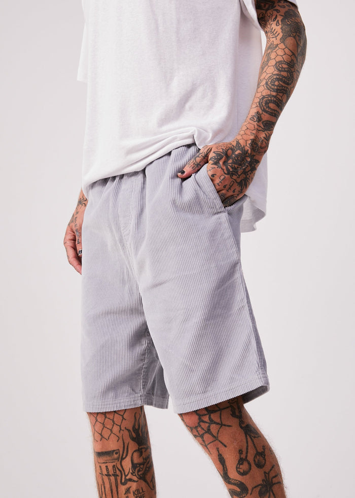 Afends Mens Louie - Organic Corduroy Shorts - Grey - Streetwear - Sustainable Fashion