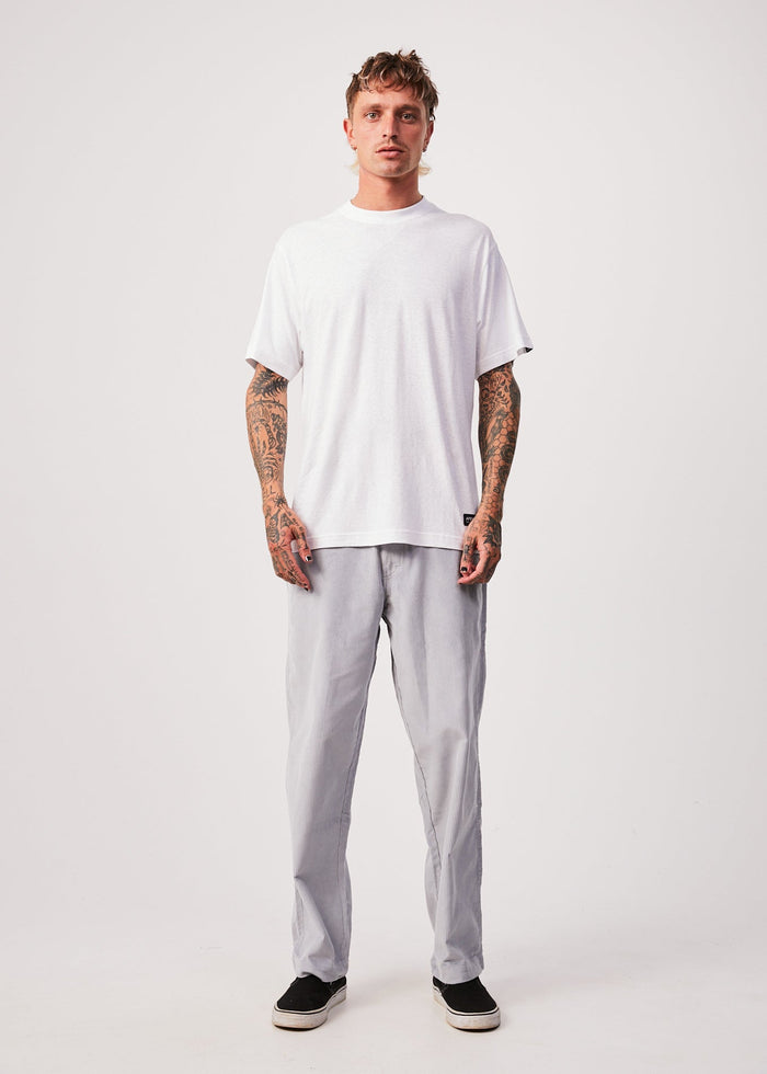 Afends Mens Louie - Organic Corduroy Baggy Pants - Grey - Streetwear - Sustainable Fashion