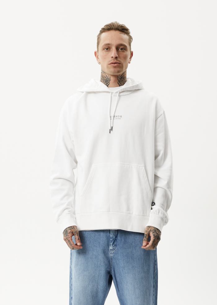 Afends Mens Credits - Recycled Hoodie - White - Streetwear - Sustainable Fashion