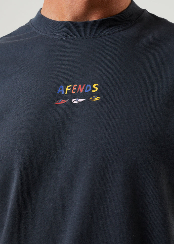 Afends Mens Wahzoo - Recycled Retro T-Shirt - Charcoal - Streetwear - Sustainable Fashion