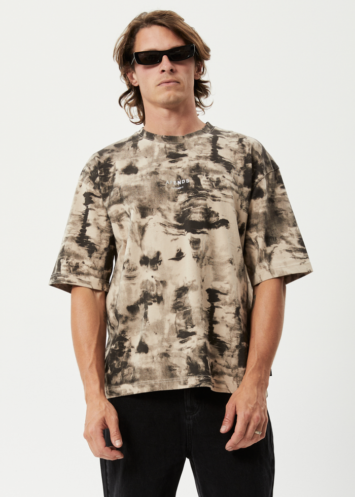 AFENDS Mens Smoke - Weighted T-Shirt - Bone - Streetwear - Sustainable Fashion